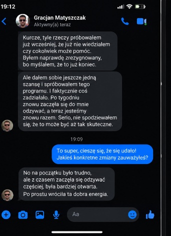 Messenger Screenshot: Gray M. - back together after a week of execution
